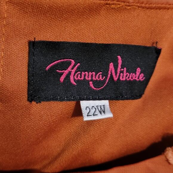 HANNA NIKOLE Terracotta Orange Maxi Dress 22W Plus Modest Boho Smocked Swiss Dot - Picture 5 of 10